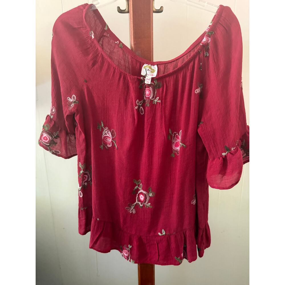Fig and Flower Peasant Blouse Sz PXL